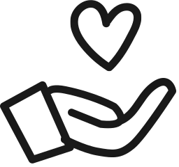 Hand met hart pictogram